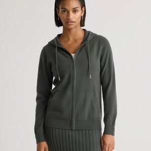 Quince Cashmere Zip Hoodie - Dark Green